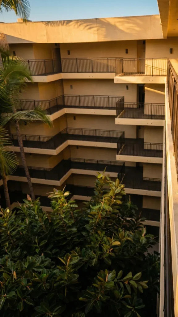 freshly painted stairwells at royal kona resort in kailua kona big island
